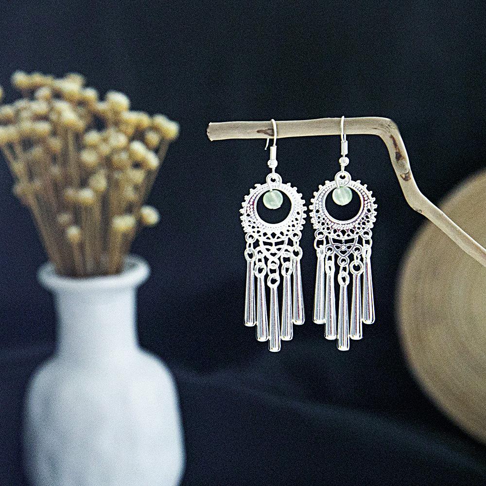 Ethnic Style Imitation Miao Silver Earrings, Colorful Long Fringed Chain Earrings, Hot-selling Earrings In Scenic Spots, Qinghe Jewelry Batches