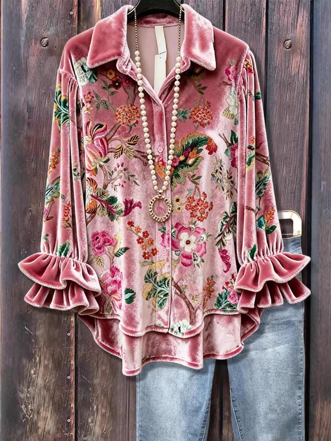 3D Pattern Long Sleeve Women's Lapel Shirt - Creative & Versatile