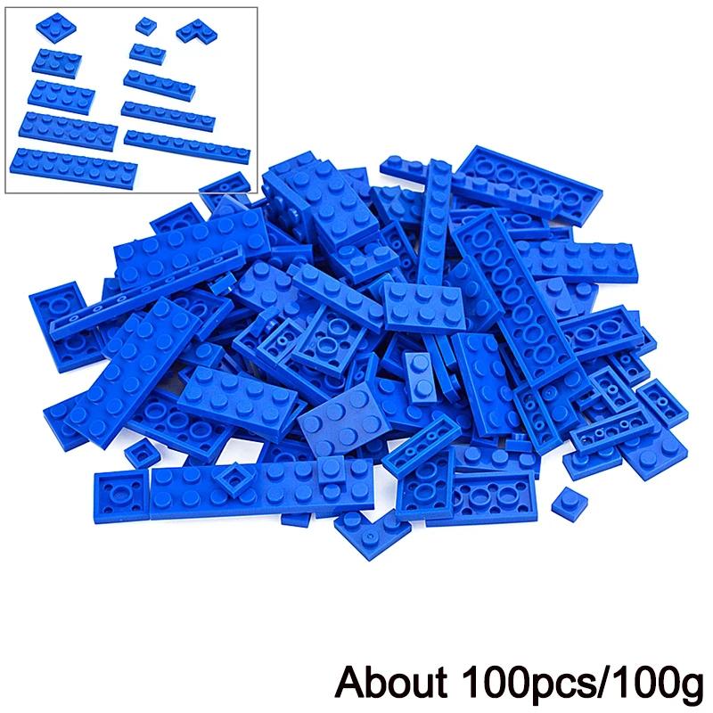 100Pcs Bulk Parts Thin Bricks 12 Size Mixed 15 Color Building Blocks Figures MOC Model Educational Construction Toy for Kid Gift
