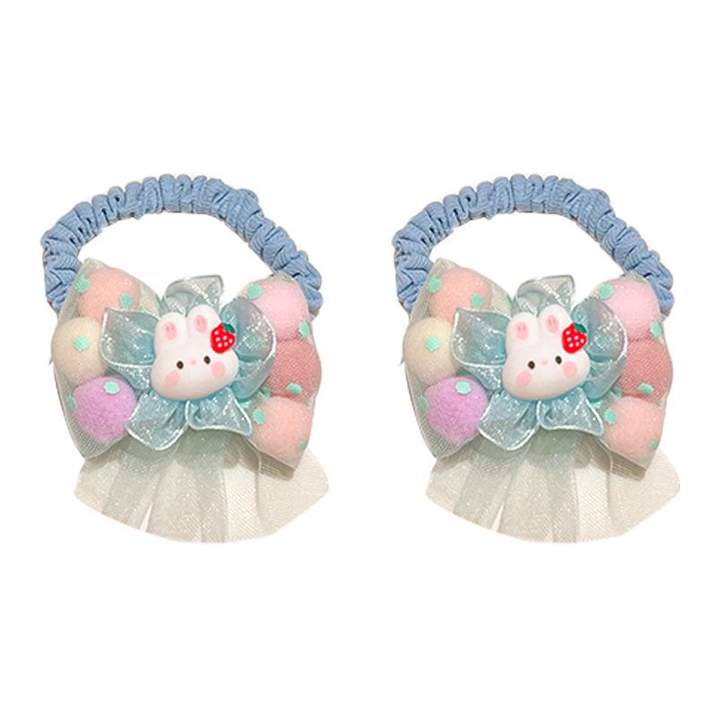 Kids' Flower Cartoon Hair Ties - Gentle Ponytail Ropes with Bow Elastics for Girls