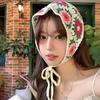 Retro Knitted Headband Floral Women Hair Scarf Elegant Triangle Turban  Beach Headwear