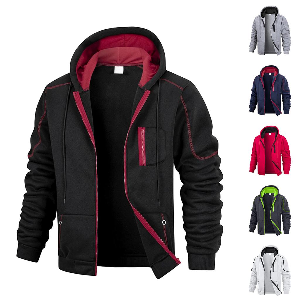 Men's Solid Color Zipper Sweatshirt Men's Sports Large Size Casual Sweatshirt Jacket