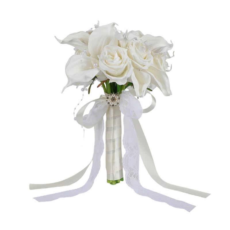 

Long Time Faux Rose And Calla Lilies Handheld Bouquets For Weddings Event Home Display Wedding Centerpieces Bouquets 1