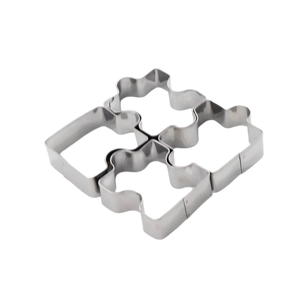 Puzzle 4Pcs Decorating Cookies Cutter Cake Mould Jigsaw Stainless Steel Tool