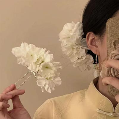 Women Hair Stick Artificial Flower Decor Hairpin Buns Half-Combed Hairstyles Chinese Hairpin Headgear Hanfu Hair Accessories