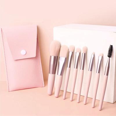 8Pcs/Set Makeup Brush Kit with Portable Case Professional Loose Powder Blush Highlighter Eyeshadow Concealer Eyebrow Blending Cosmetic Brush Tools