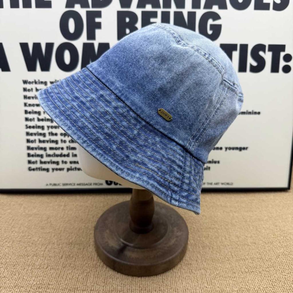 Multi-color optional old denim bucket hat washed metal standard ins wind daily versatile sunshade basin hat