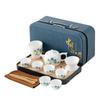 Light luxury suet jade tea set gift box set, household meeting guest brewing teapot company gifts, kung fu teacup printing