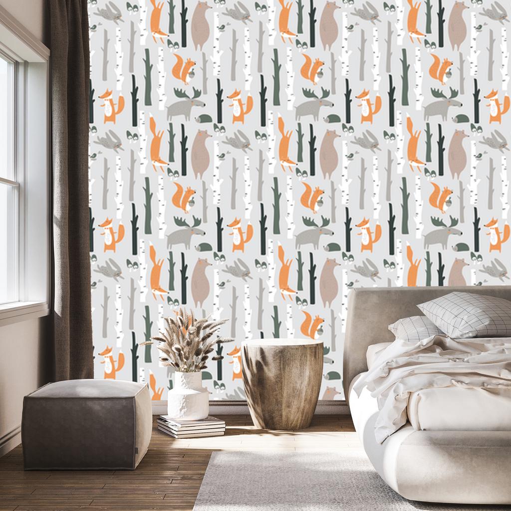Beautiful Forest Animals Wallpaper for Living Room and Bedroom 50x1000