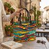 Colorful Geometric Print Tote Bag Large Capacity Casual Shoulder Bag for Daily Use