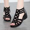 "Women's Soft Leather Wedge Heel Roman Sandals: Stylish 2022 Summer Footwear"