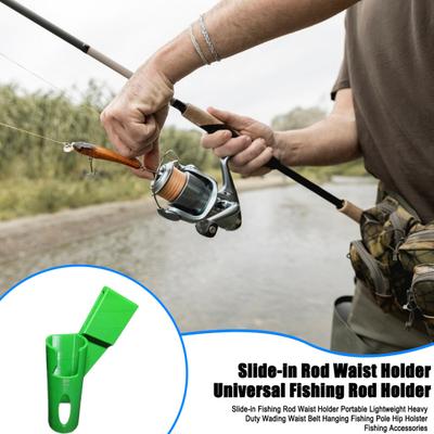 Slide-in Fishing Rod Waist Holder Portable Lightweight Heavy Duty Wading Waist Belt Hanging Fishing Pole Hip Holster Fishing Accessories