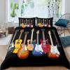 Retro guitar wood grain three-piece duvet cover 3D digital printing bedding home textile
