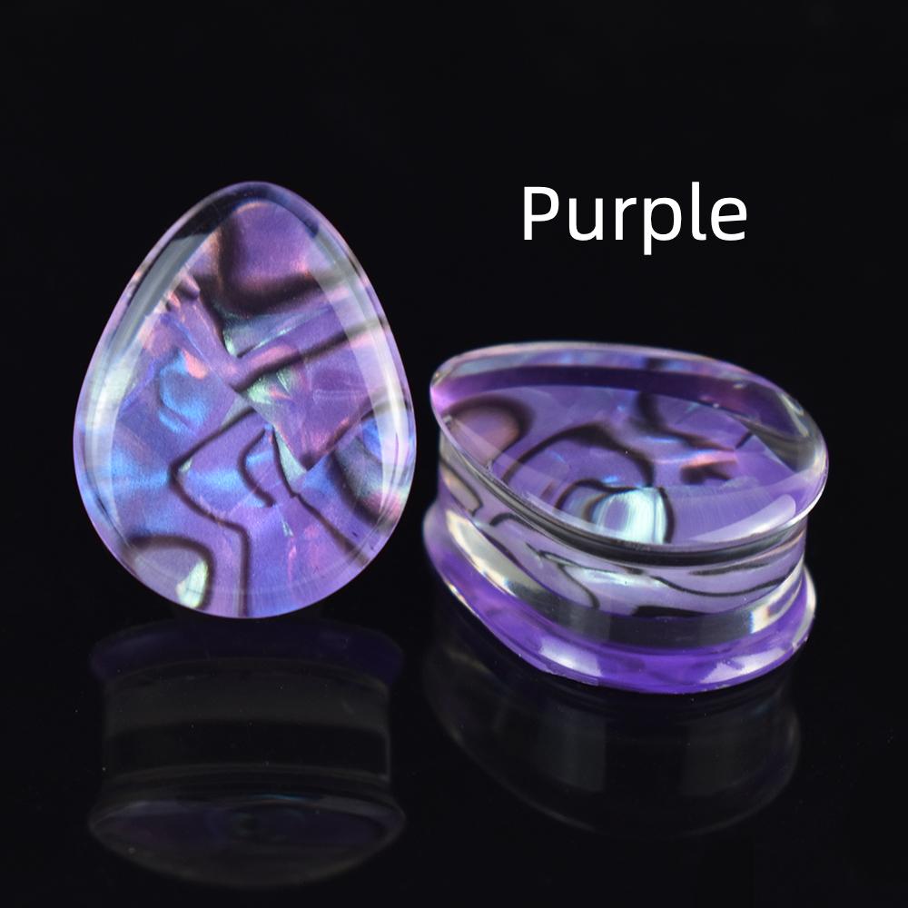 

2 шт. 8-50 мм разноцветные каплевидные ушные пробки туннели калибры растягиватели ушей двойные расклешенные пробки украшения для тела для женщин мужчин 8mm фиолетовый