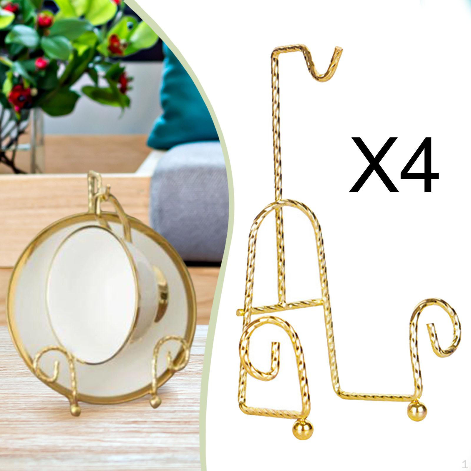 

Tea Cup and Saucer Display Holder Elegant Rack Cups Desktop Coffee Mug Organizer for Crimping Gold
