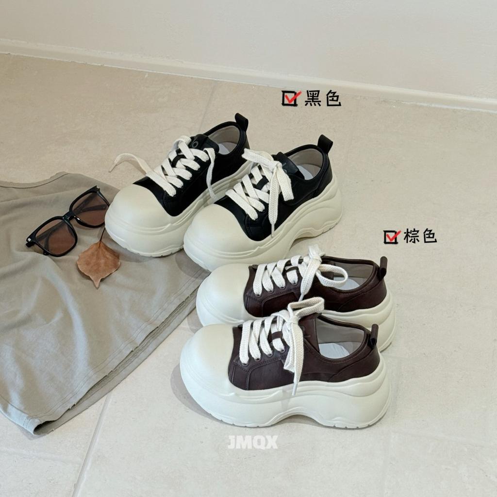 Little white board shoes white sneakers women's 2025 spring new platform little white shoes ugly cute big head bread shoes board shoes