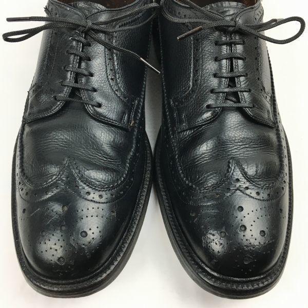 60s-70s Vintage HANOVER Long Wingtip Black Size 10B/AA 26.5-27.5cm Men's(USED)