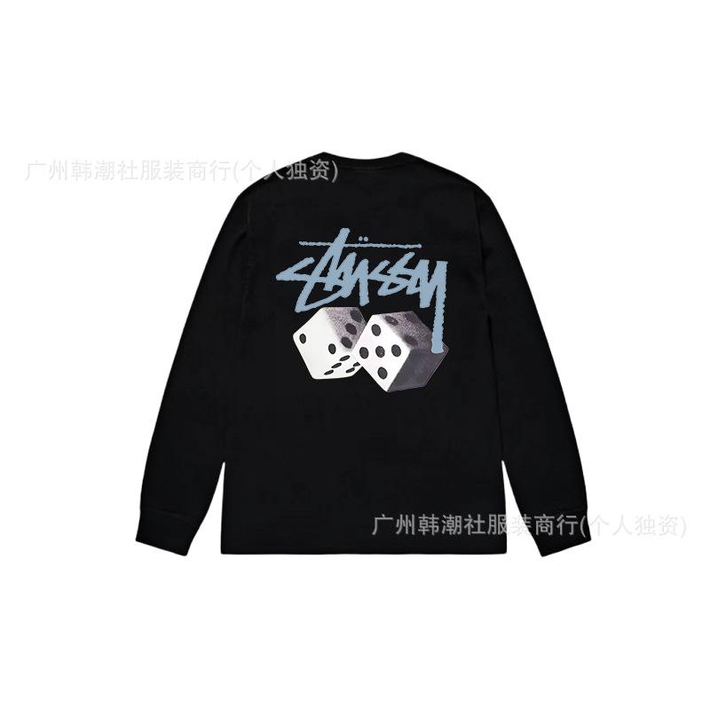 3. Cross-border Stuart long-sleeved printed t-shirt American trendy cylindrical cloth casual loose men and women the same style