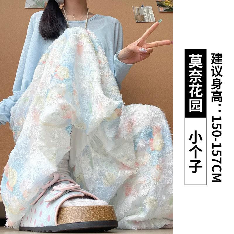 Women s High Waist Wide Leg Pants Floral Printed Palazzo Pants Elegant Commuter Flowly Skirt Pants S