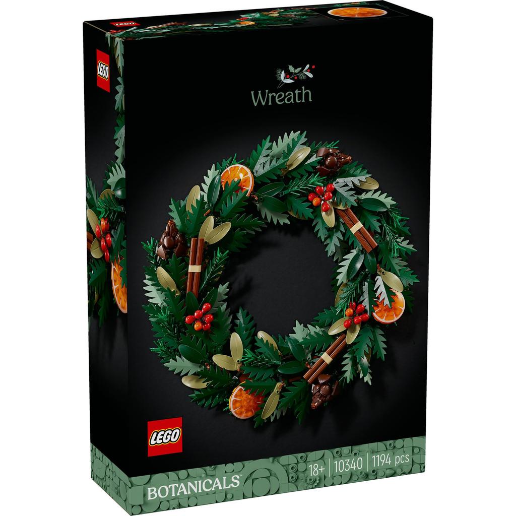LEGO Botanical Christmas Wreath Toy - Birthday Gift, Building Blocks, Stylish Decor for Men and Women, Artificial Plants, Fake Greenery (Item No. 1034