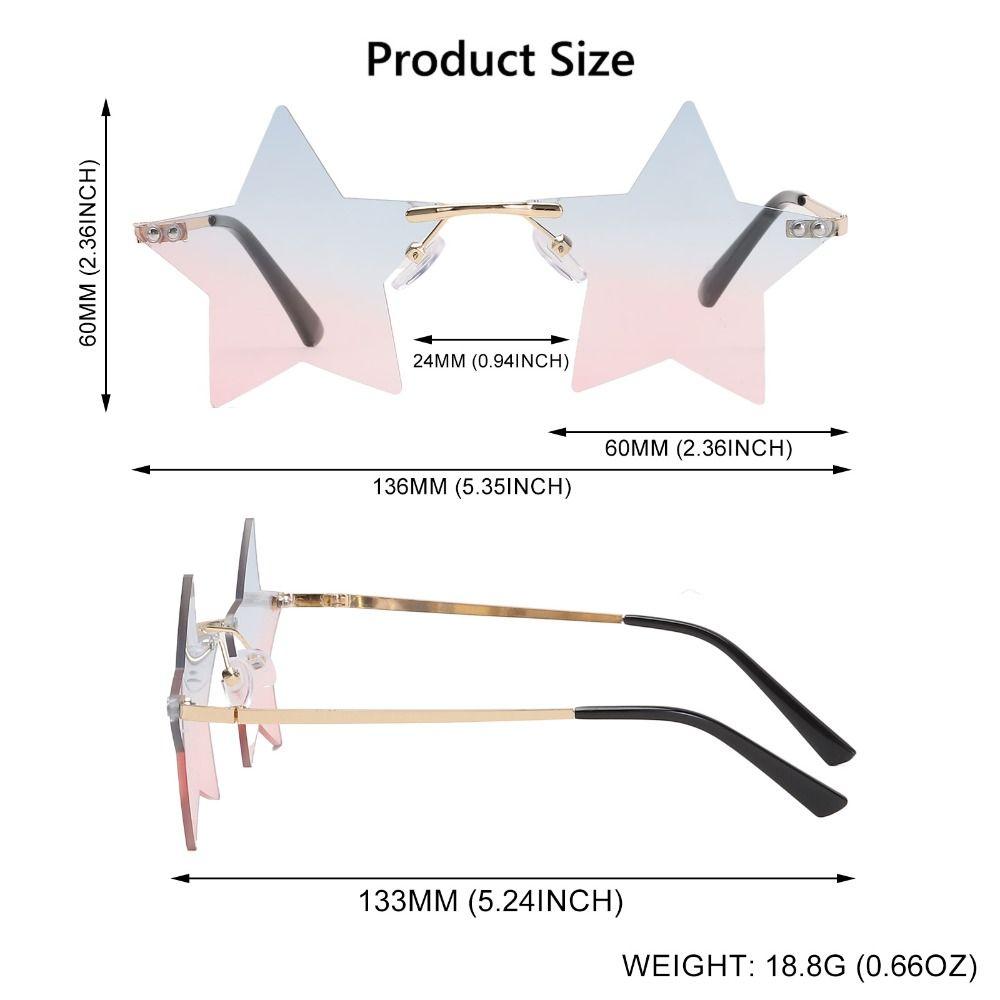 

Women & Men Street Shot Eyewear Star Shape Sunglasses Rimless Pentagram Sunglasses Sun Glasses Blue Pink