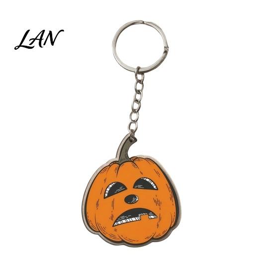 Double Sided Key Holder Halloween Creepy Pumpkin Acrylic Keychain, Double-sided Head Ring Car for Backpacks, Decorative Chain Holiday Party Favors