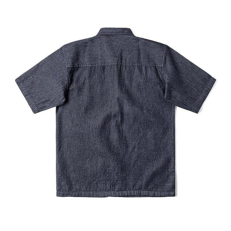 Comfortable Polo Collar Denim Logo Letter Short Sleeve Shirt Men shirts Light-Wash LMT010043206035898L00