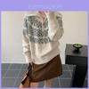 Simple Knit Sweater For Women With Geometric Pattern And High Neck For Autumn Winter