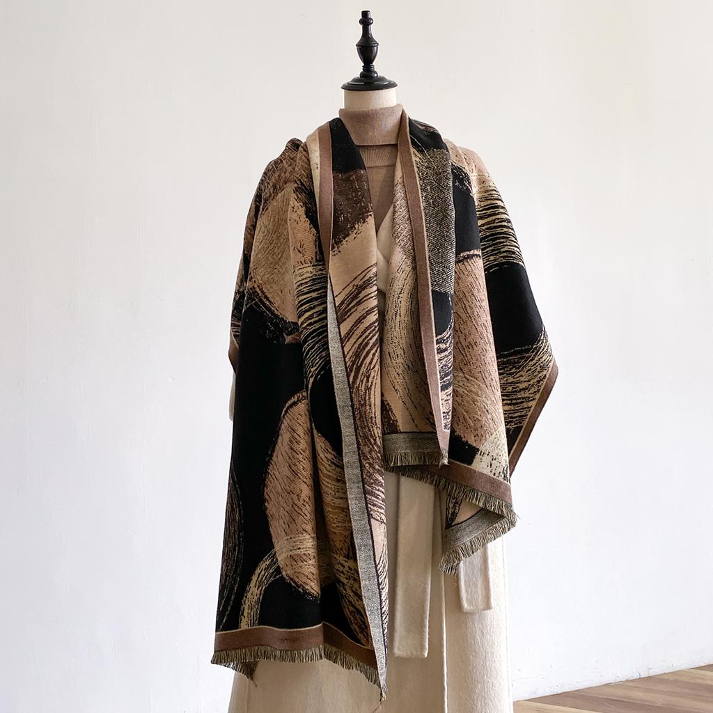 Warm Fashion Design Winter Cashmere Scarf - Women'S Shawl Wraps Female Poncho Neckerchief Echarpe Bandana