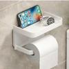 Plastic Toilet Paper Holder Bathroom Wall Mount WC Paper Phone Holder Shelf Punch-free Towel Roll Storage Shelf Accessories