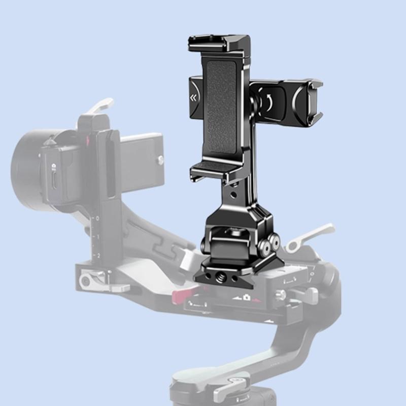 Phone Tripod Mount Adapter with for Arca Base Cold Shoes 3/8in 1/4in Screw Hole 360 Degree Rotatable Double Phone Clip