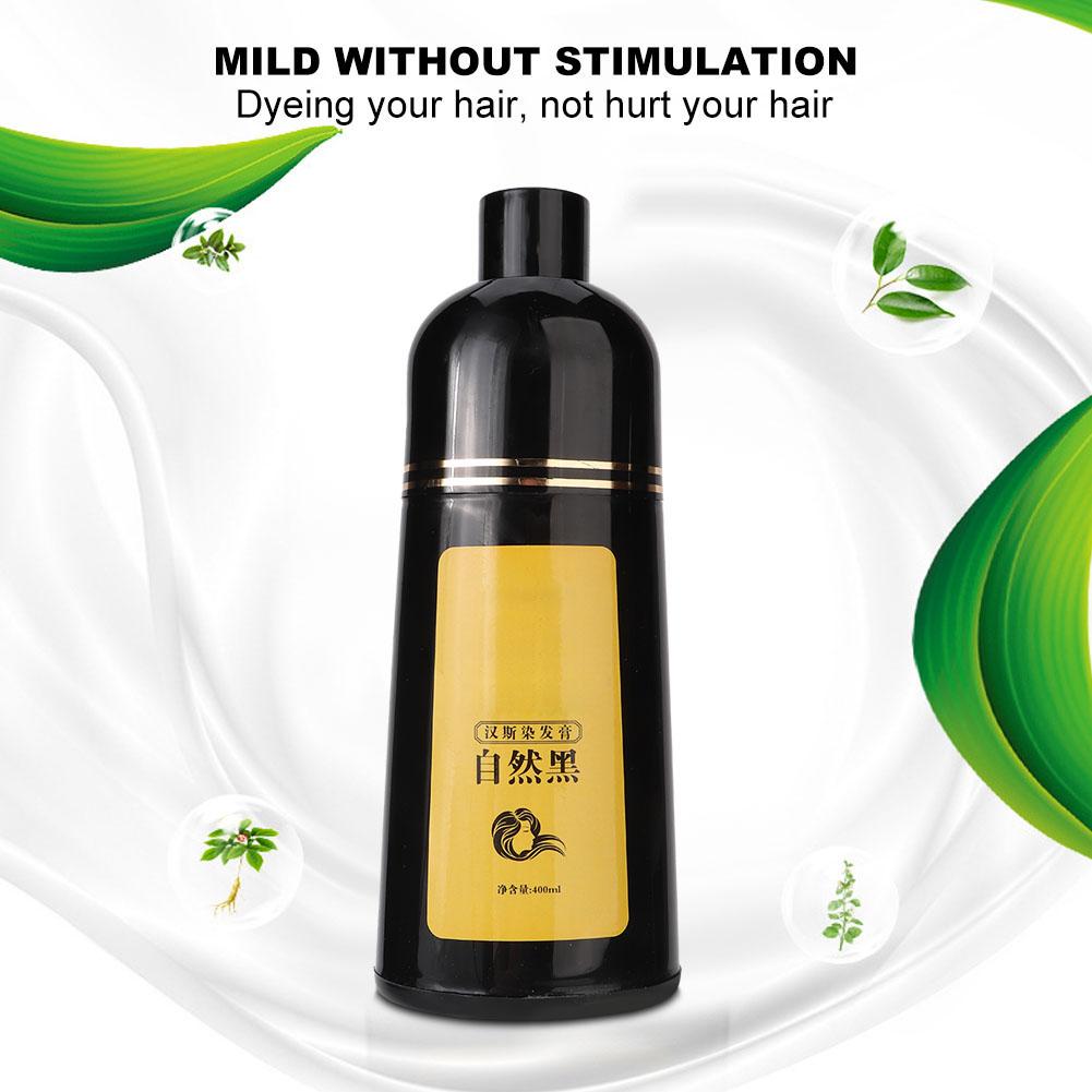 400ml Natural Plant Black Hair Shampoo Hair Dye Black Coloring Shampoo Hair Care ShampooBlack 400ml