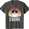 Funny Chonk Cat Retro TShirt Oversized T Shirt Men Clothing Graphic T Shirts High Quality Cotton Casual Style Outdoors Tops Tee