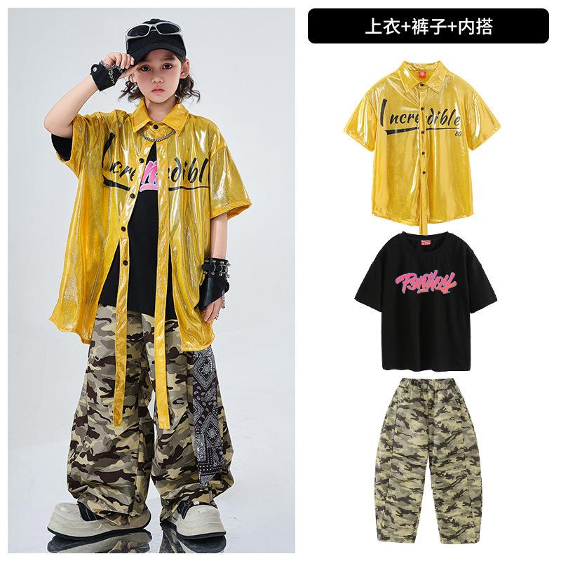Children'S Hip-Hop Trendy Clothes Boys' Hip-Hop Fried Street Hiphop Performance Clothes Are Trendy And Cool Children'S Summer Two-Piece Short Sleeves