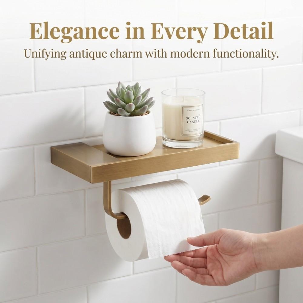 Copper Paper Towel Holder Antique Style Tissue Roll Hanger  Kitchen Bathroom Washroom