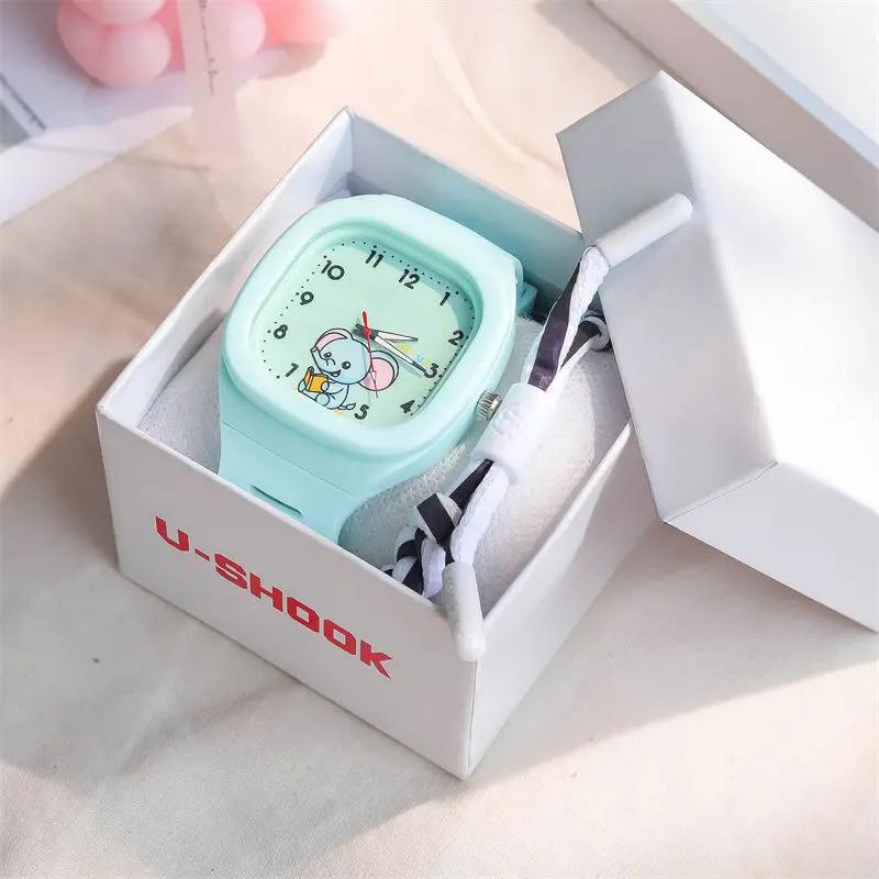 

Новые милые детские часы квадратные светящиеся часы модные силиконовые спортивные часы для студентов светящиеся популярные