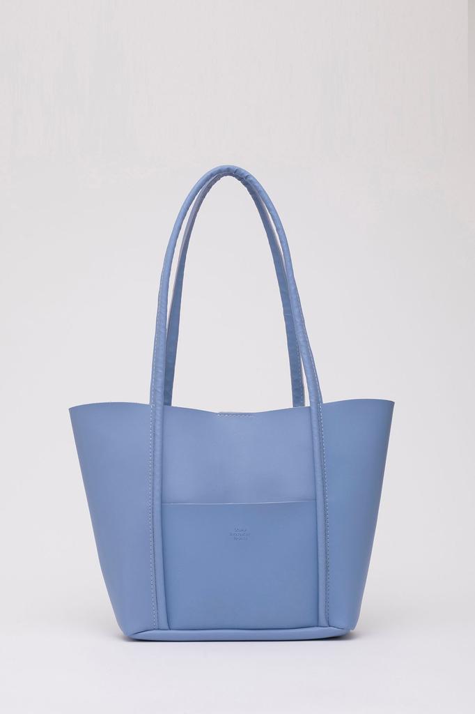 Women's Stylish and Useful Shoulder Bag Blue Shk80 Faux Leather Large Size Arm and Shoulder Bag with Front Pocket and Snap Makeup Bag L:26E:40W:8C