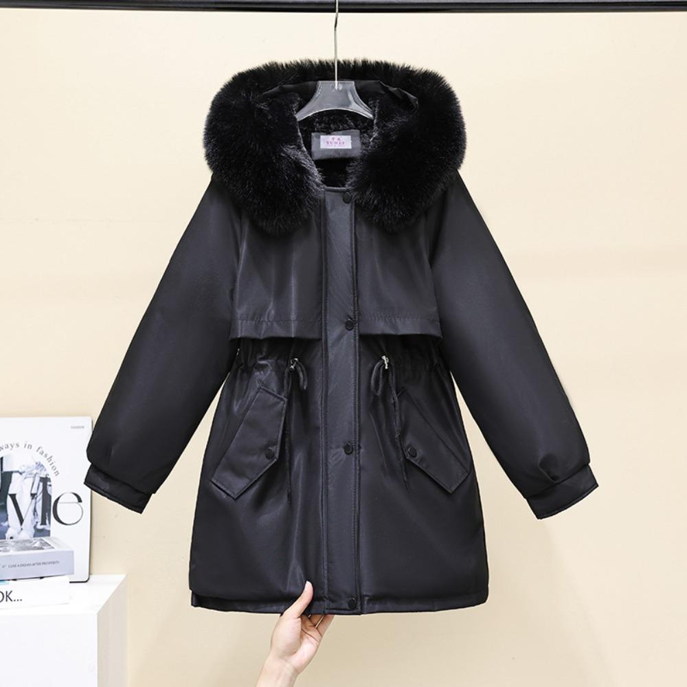 2025 New Pie Overcomes Plush Padded Padded Padded Jacket Women's Medium and Long Large Fleece Collar Plush Edition Slim Padded Jacket Thick Jacket
