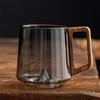 Künstlerischer Trinkglasbecher mit 3D-Bergboden-Design und Holzgriff, ideal für Kaffee und Tees, Trinkgeschirr Tasse Geschenk