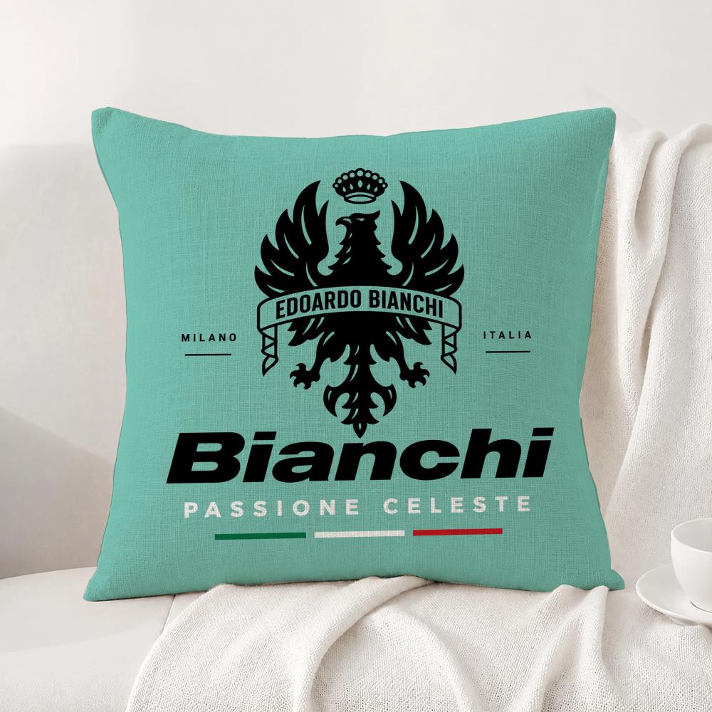 Brand Bianchi Bike Cushion Cover Natural Linen Pillowcase Set AllinOne Decor Cushion Cover for Sofa Bedroom Chair