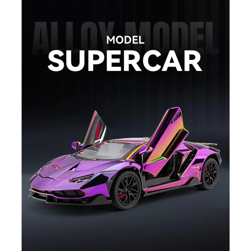 Electroplated 1/24 Lamborghini 770 Supercar Alloy Model Ornaments Toys Diecast Miniature Voiture Children Boy Gift Birthday