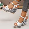 Fashion Wedge-shaped Thick Sole Ladies Sandals 2025 Summer New Fashion Slope High Heels Casual Outdoor Beach Roman Sandals Zapatos Mujer
