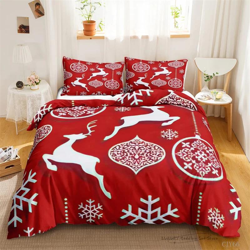 3Pc Duvet Cover Cute Cartoon Dwarf Christmas Series Bedding Set For Kids And Adults Single Double Queen 220X240 Room Decor Gift