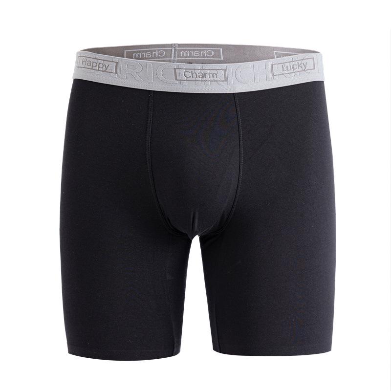 Men's Seamless Mid-Waist Modal Boxer Briefs: Extended Length, Anti-Chafe, Anti-Slip, Antibacterial.