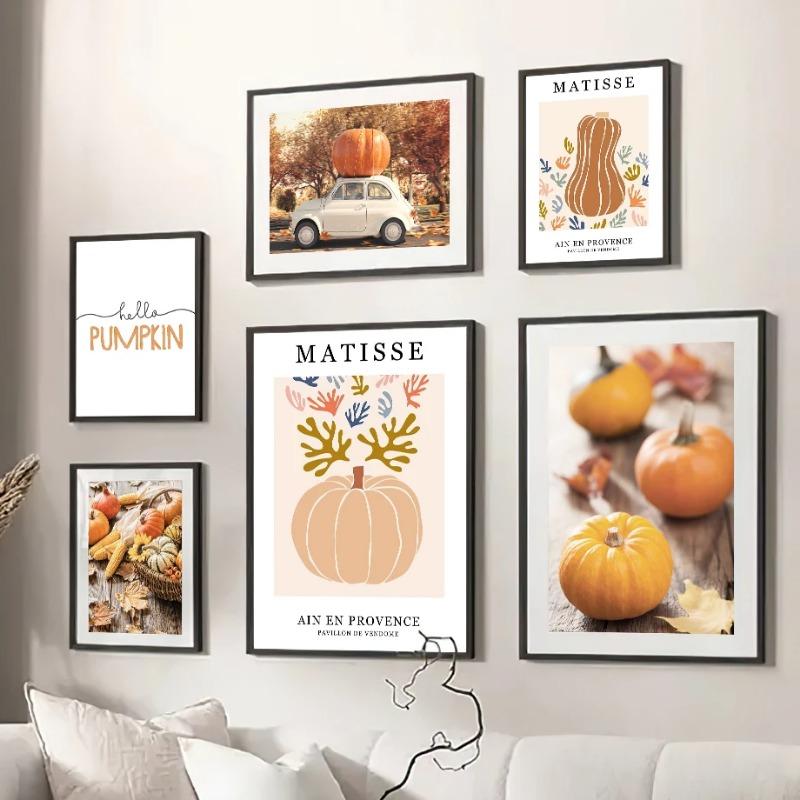 Autumn Natural Pumpkin Car Field Matisse Abstract Posters Prints Wall Art Canvas Painting Wall Pictures For Living Room Decor