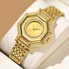 Women Quartz Watch Geometric Rhinestone Stainless Steel Waterproof Casual Banquet Dress Girls Watches