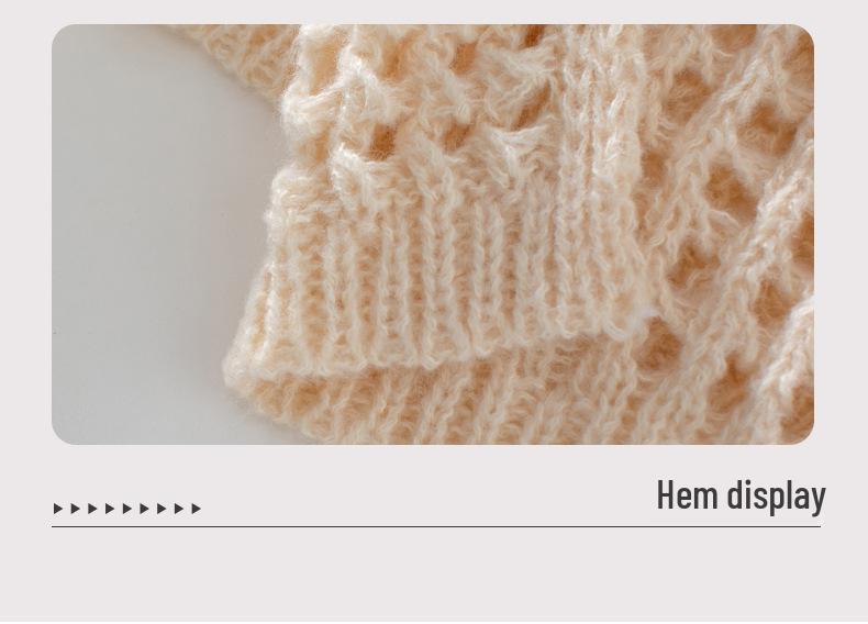 Fuzzy Knit Hollow Out Autumn Sweater: European & American Style, Loose Fit, Long Sleeve Women's Outerwear