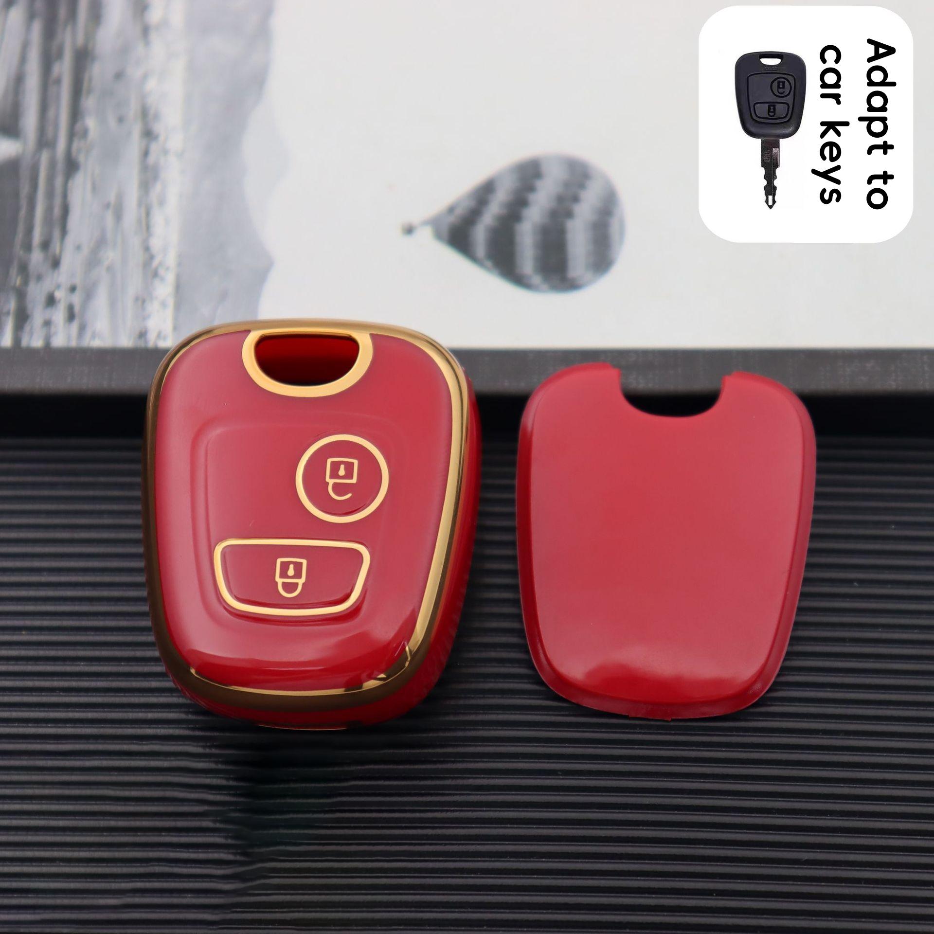 1 Stuk Auto Afstandsbediening Sleutel Beschermhoes Geschikt Voor Slimme Afstandsbediening Sleutelhanger Cover Van Logo 307/Logo 206/207 Modellen red