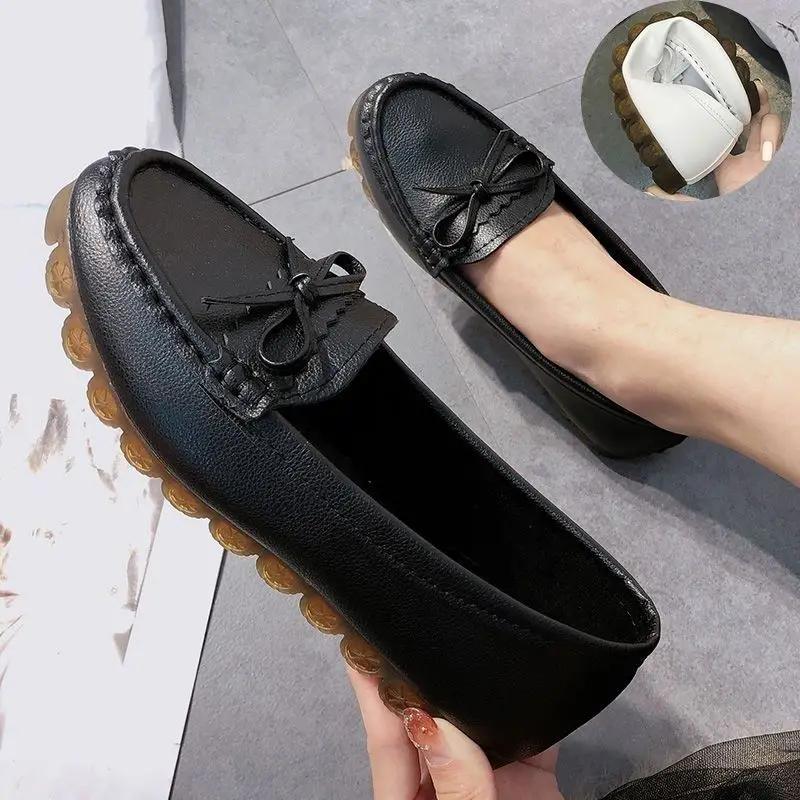 White Round Toe Woman Flats Slip-on with Bow Elegant Dress High Quality Fashion Quick Delivery Luxury Brand Y2k Shoes for Women