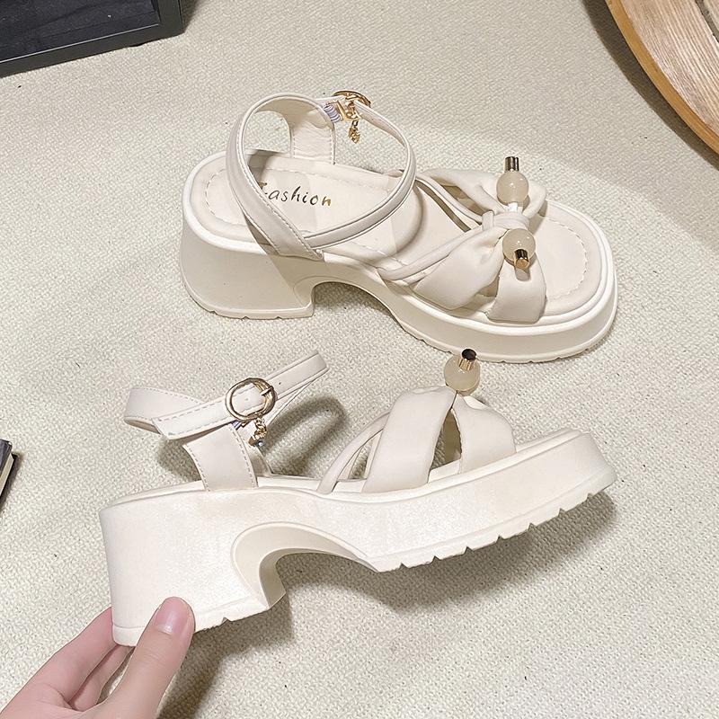 Sandals women's summer wear 2025 versatile small fragrant temperament with skirt height increase thick heel with word fashion sandals